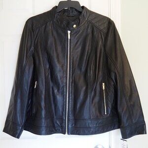 Guess for Macy's Black Leather Moto Jacket Plus size 3X New with Tags